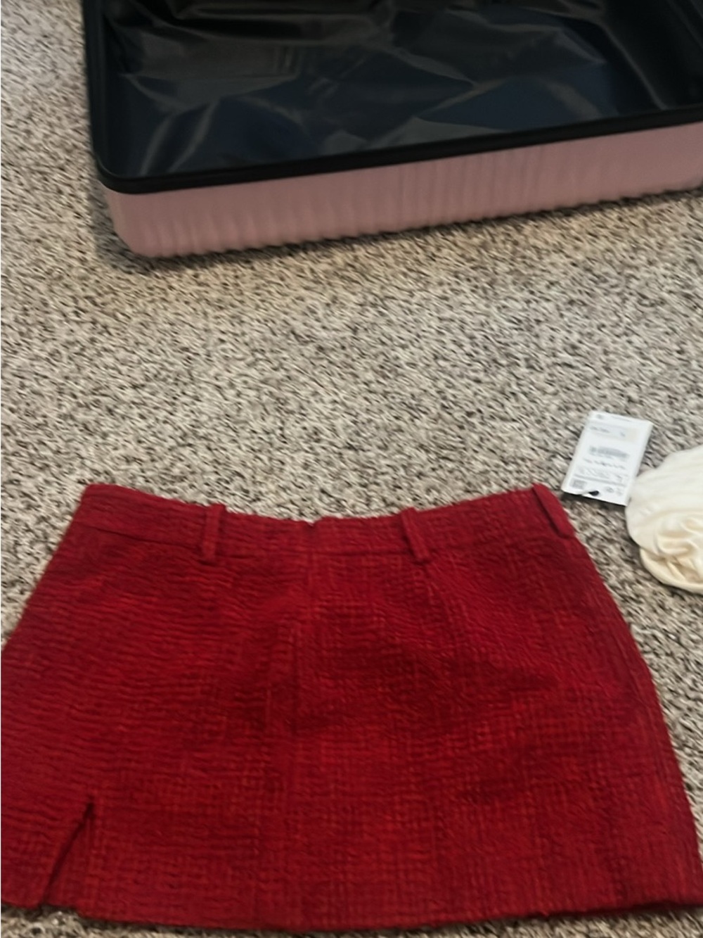 Women's Red Corduroy Mini Skirt